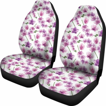 White With Pink And Purple Orchid Pattern Car Seat Covers 174914 - YourCarButBetter