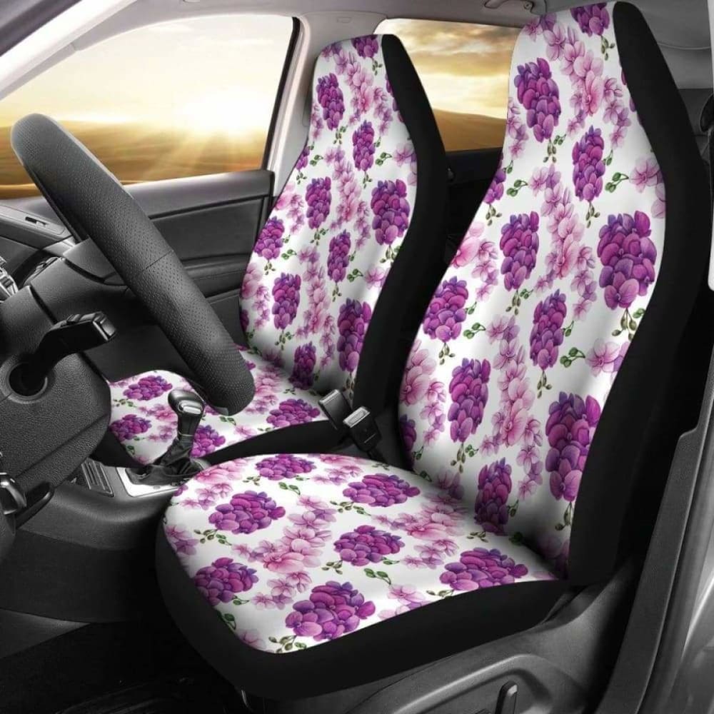 White With Pink And Purple Orchids Car Seat Covers 174914 - YourCarButBetter