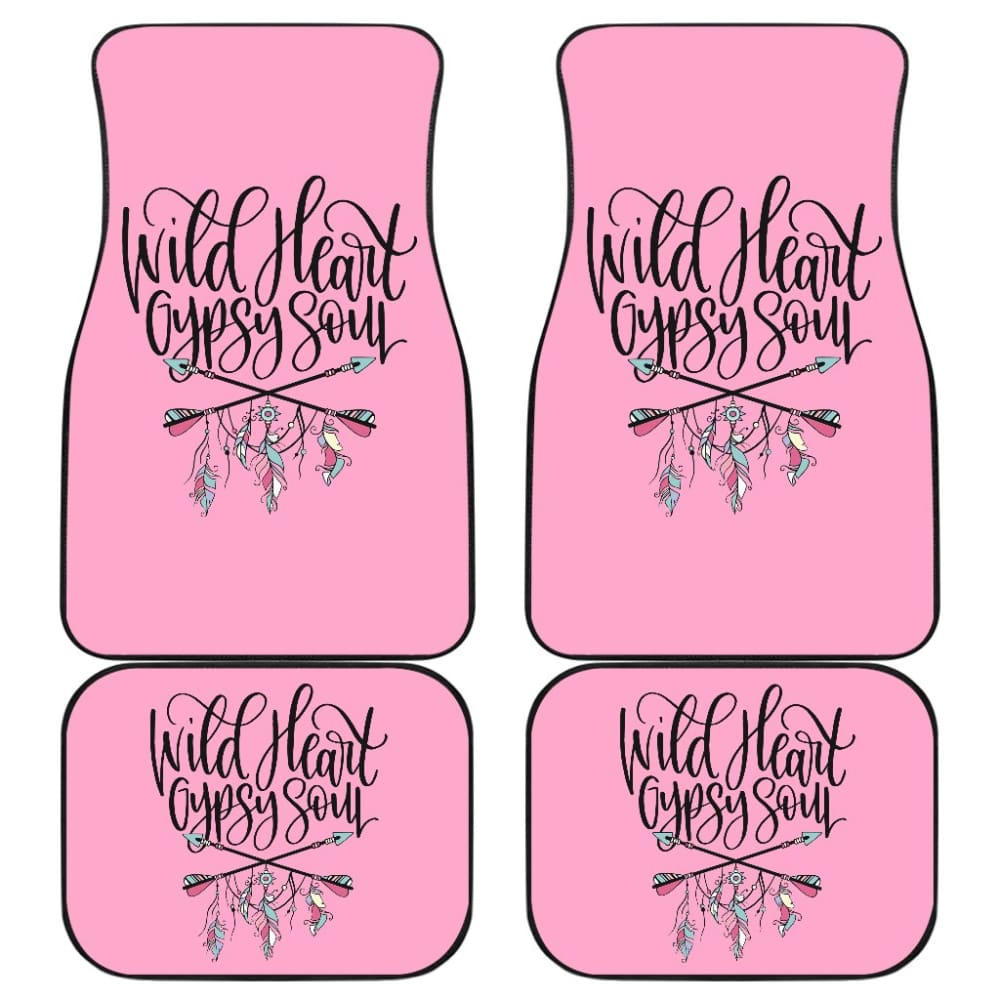 Wild Heart Gypsy Soul Pink Car Floor Mats 210305 - YourCarButBetter