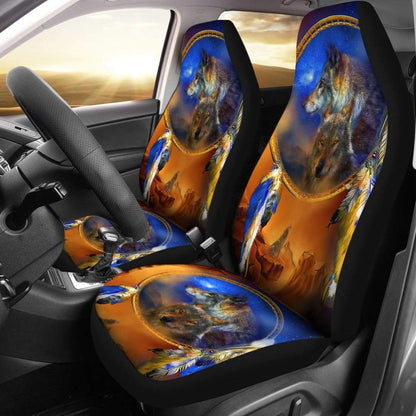 Wolf and Indian Dream Catcher Front Car Seat Covers 212202