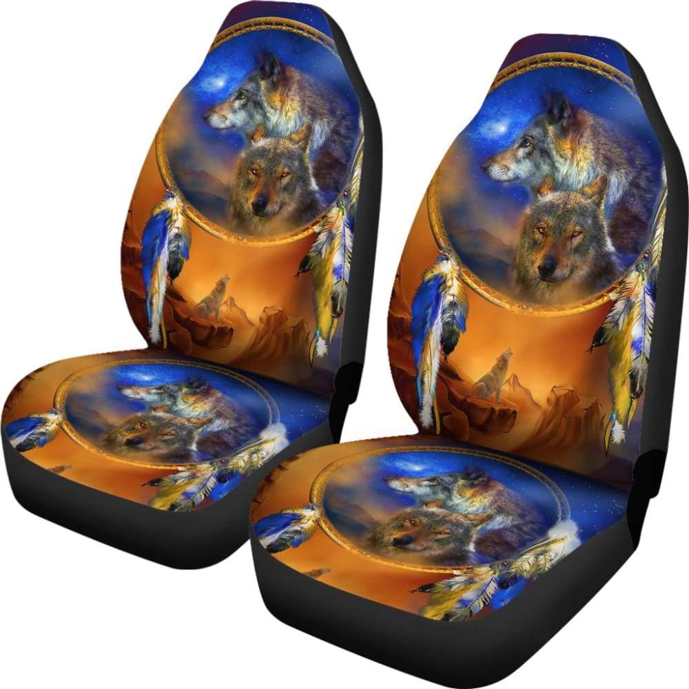 Wolf and Indian Dream Catcher Front Car Seat Covers 212202