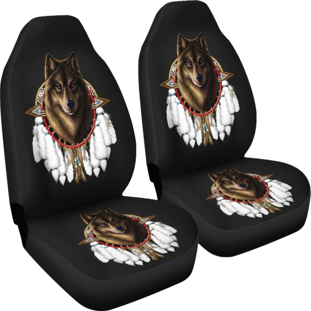 Wolf Dreamcatcher Native American Car Seat Cover 093223 - YourCarButBetter