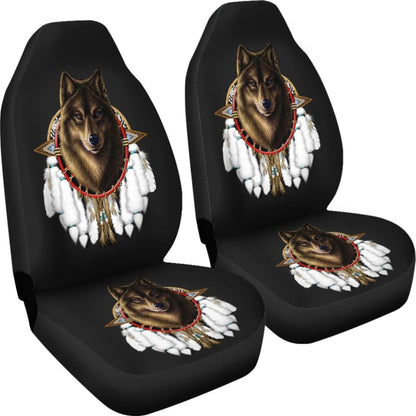 Wolf Dreamcatcher Native American Car Seat Cover 093223 - YourCarButBetter