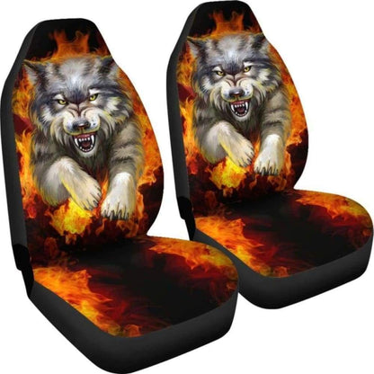 Wolf Fight Car Seat Covers 094513