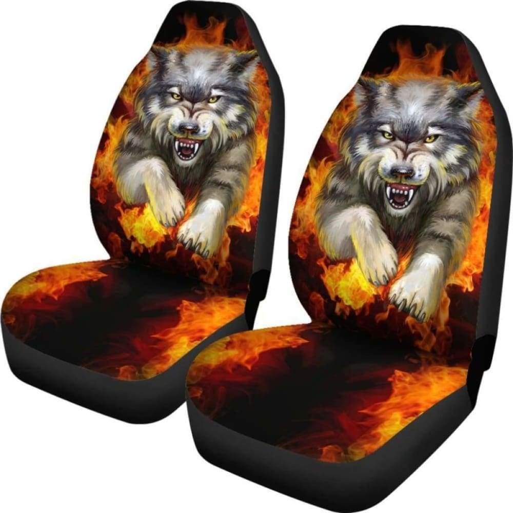 Wolf Fight Car Seat Covers 094513