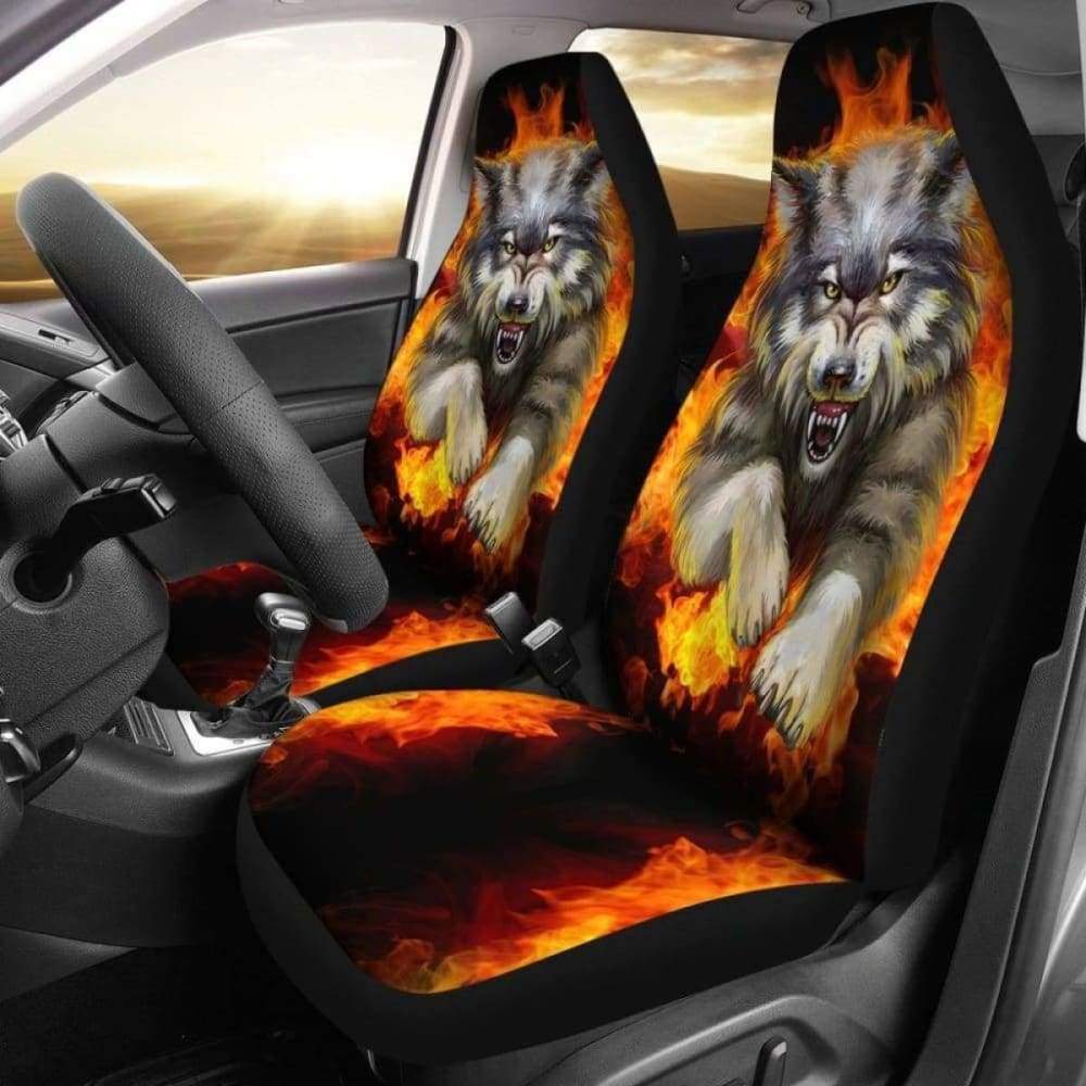 Wolf Fight Car Seat Covers 094513