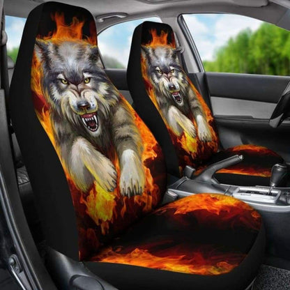 Wolf Fight Car Seat Covers 094513