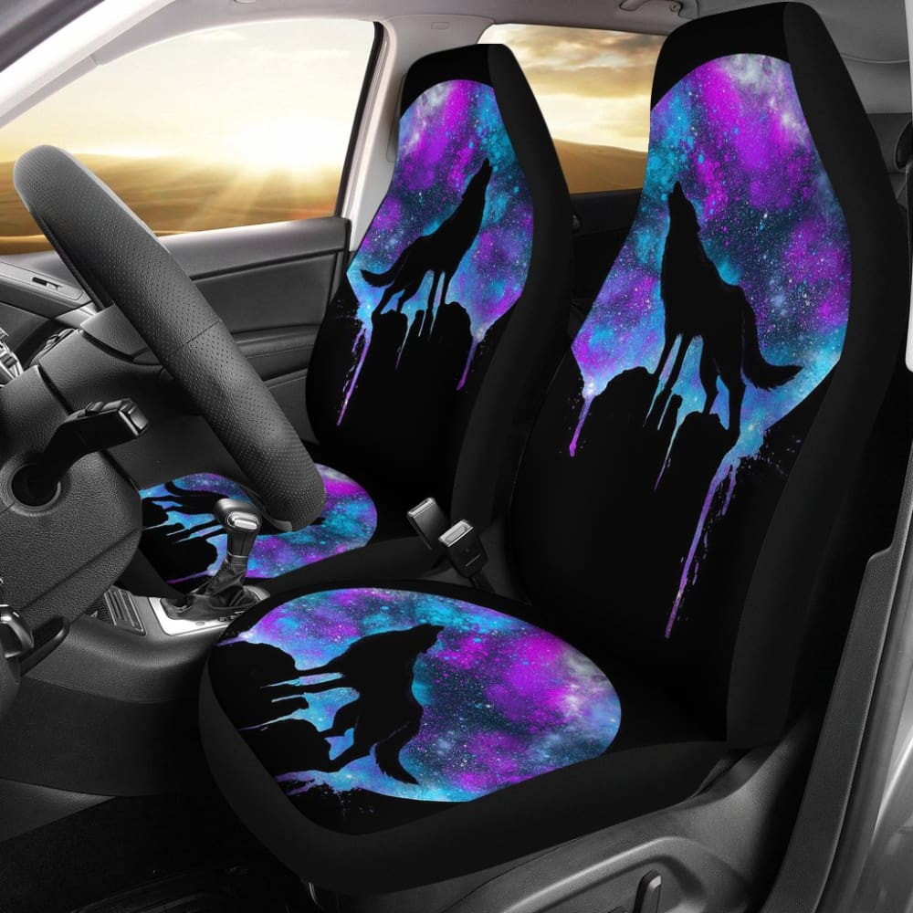 Wolf Howling At Full Moon Car Seat Covers 211701 - YourCarButBetter
