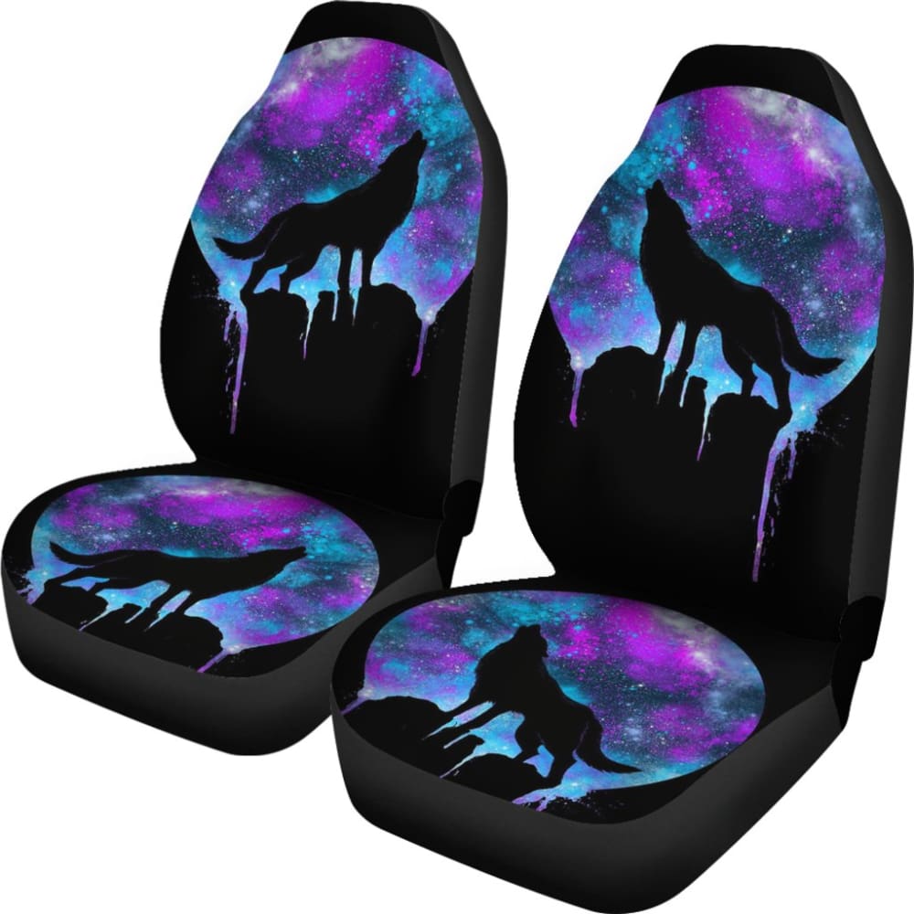 Wolf Howling At Full Moon Car Seat Covers 211701 - YourCarButBetter