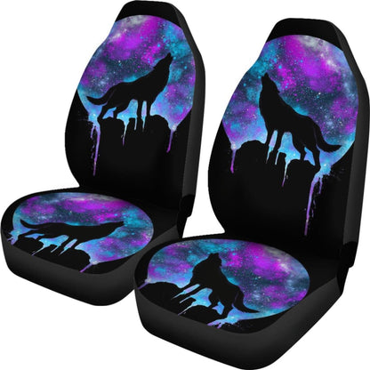Wolf Howling At Full Moon Car Seat Covers 211701 - YourCarButBetter