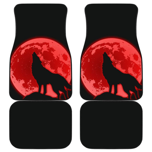 Wolf Howling Red Moon Car Floor Mats 211802