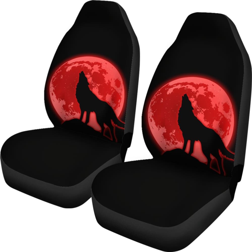 Wolf Howling Red Moon Car Seat Covers 211802