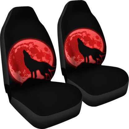 Wolf Howling Red Moon Car Seat Covers 211802