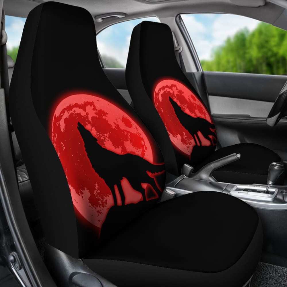 Wolf Howling Red Moon Car Seat Covers 211802