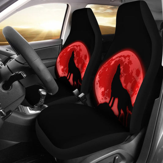 Wolf Howling Red Moon Car Seat Covers 211802
