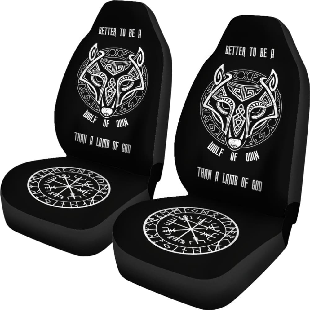 Wolf of Odin Fenrir Vegvisir Symbol Car Seat Covers 210506 - YourCarButBetter