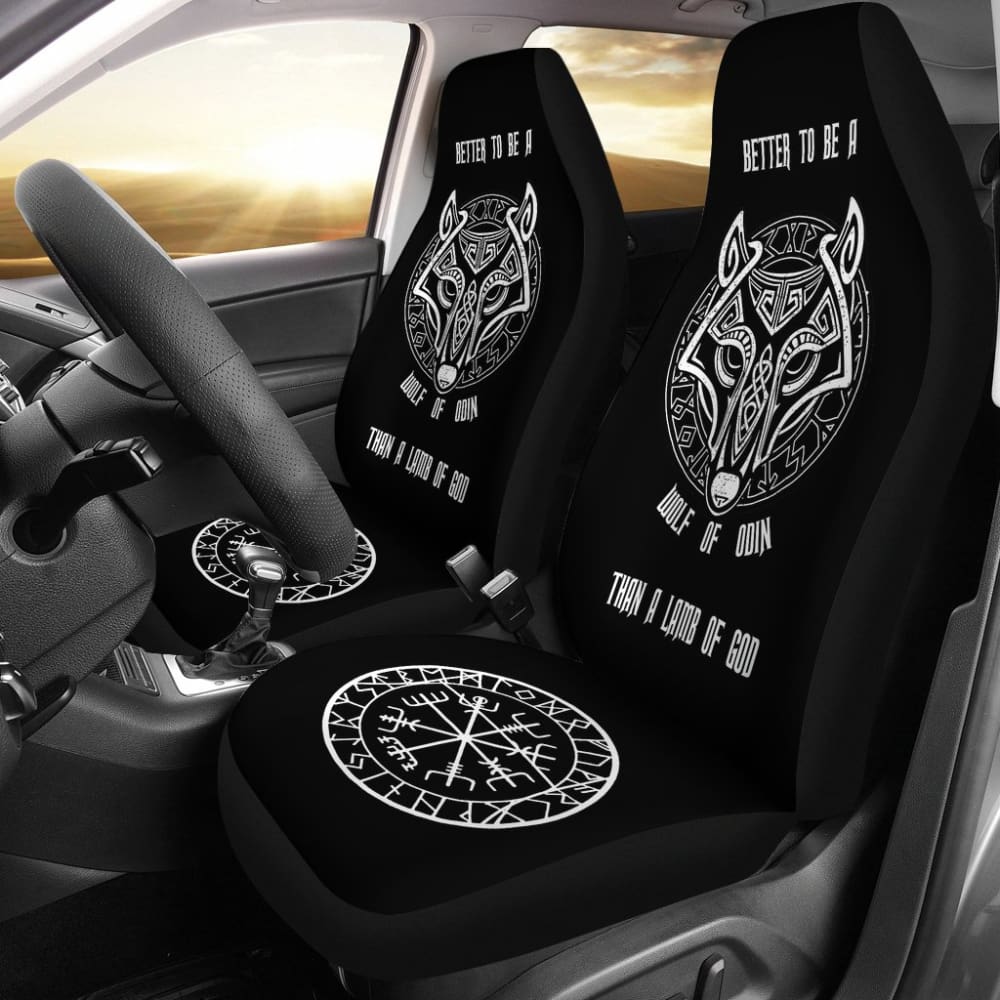 Wolf of Odin Fenrir Vegvisir Symbol Car Seat Covers 210506 - YourCarButBetter