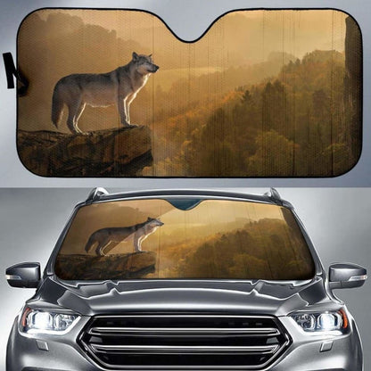Wolf Rocks Forest Foggy 4K Car Sun Shade 172609 - YourCarButBetter