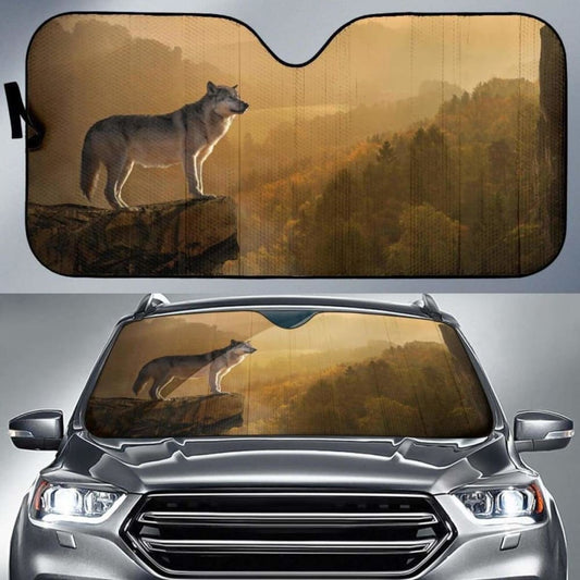 Wolf Rocks Forest Foggy 4K Car Sun Shade 172609 - YourCarButBetter