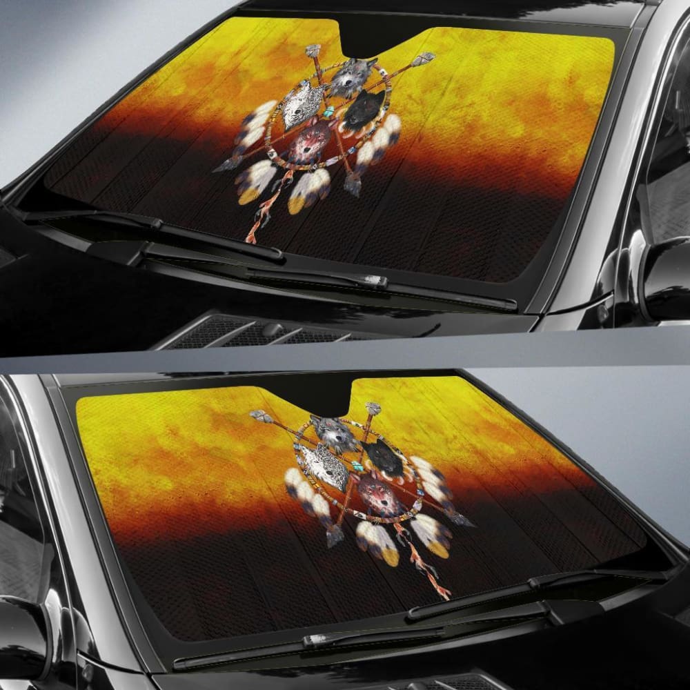 Wolves Warrior Native American Pride Auto Sun Shades 093223 - YourCarButBetter
