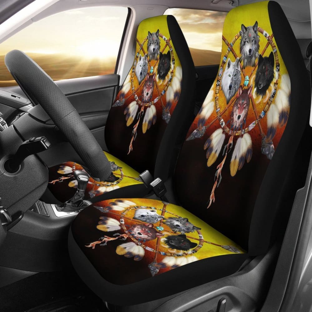 Wolves Warriors Native American Pride Car Seat Covers 093223 - YourCarButBetter