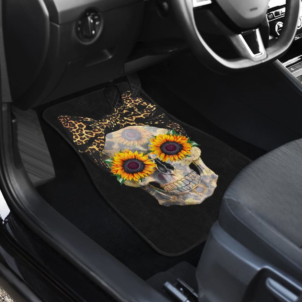 Womens Sunflower Skull Love Floral Flowers Leopard Bandana Car Floor Mats 210805 - YourCarButBetter
