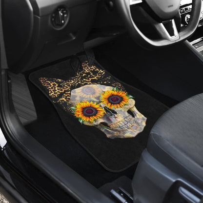 Womens Sunflower Skull Love Floral Flowers Leopard Bandana Car Floor Mats 210805 - YourCarButBetter