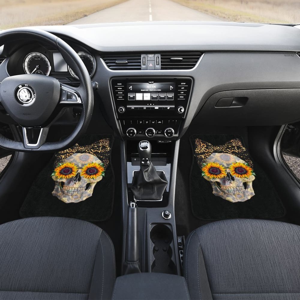 Womens Sunflower Skull Love Floral Flowers Leopard Bandana Car Floor Mats 210805 - YourCarButBetter