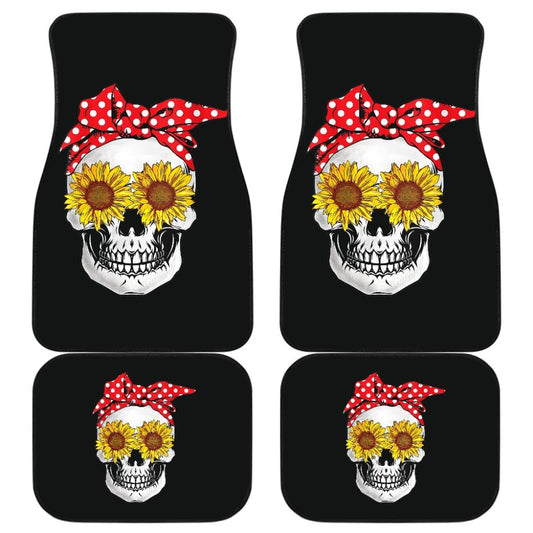 Womens Sunflower Skull Polka Dot Bandana Car Floor Mats 210805 - YourCarButBetter