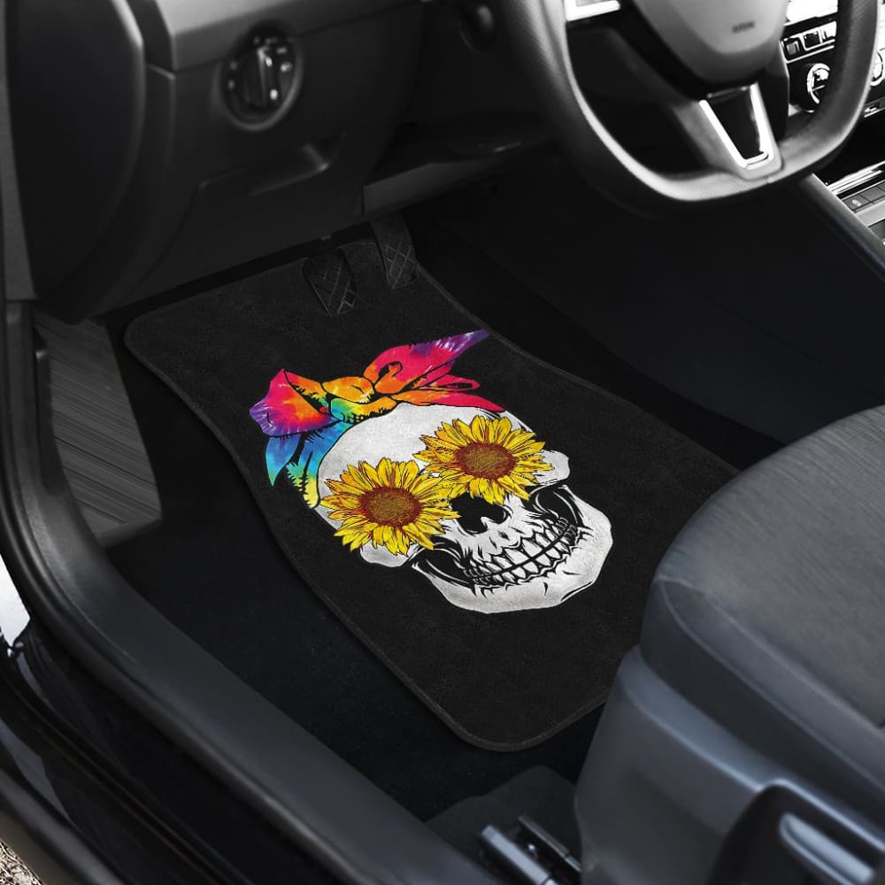 Womens Sunflower Tie-Dye Bandana Emo Hippie Sugarskull Lovers Car Floor Mats 210805 - YourCarButBetter