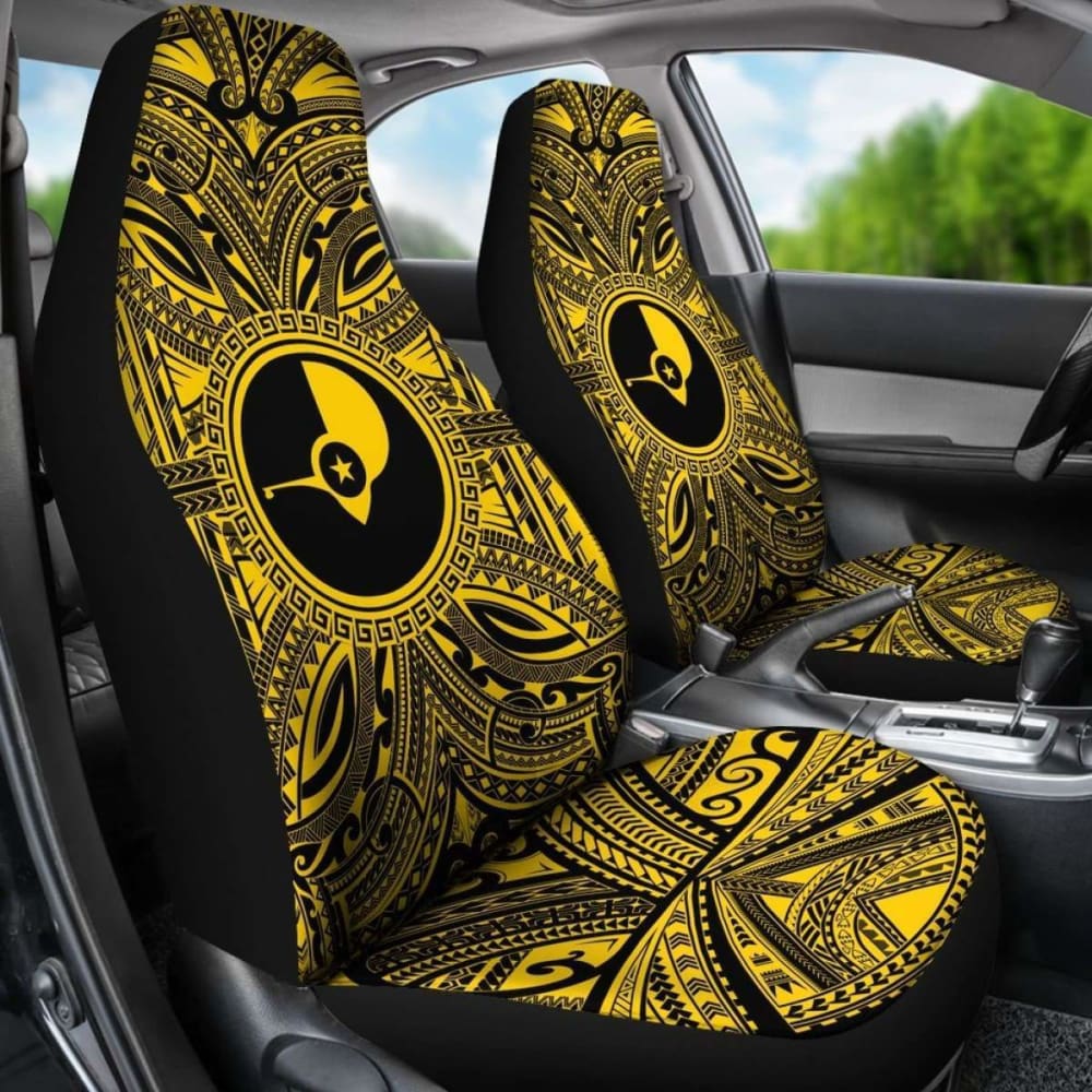 Yap Car Seat Cover - Yap Coat Of Arms Polynesian Gold Black 105905 - YourCarButBetter