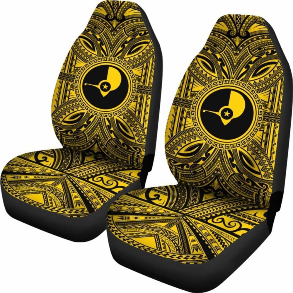 Yap Car Seat Cover - Yap Coat Of Arms Polynesian Gold Black 105905 - YourCarButBetter