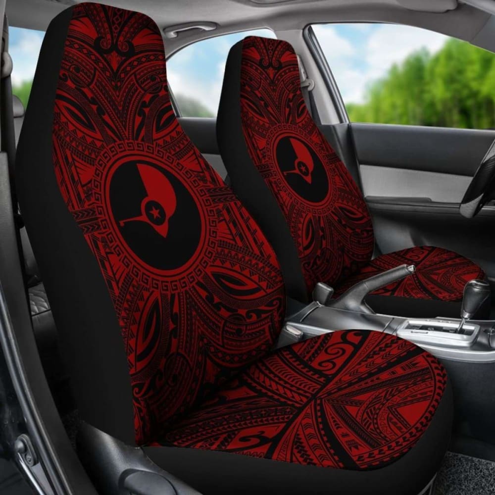 Yap Car Seat Cover - Yap Coat Of Arms Polynesian Red Black 105905 - YourCarButBetter