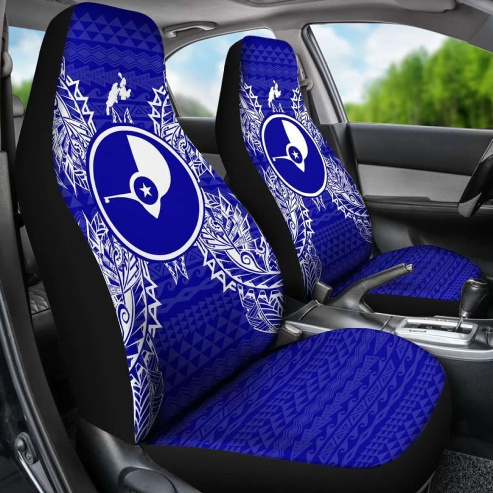 Yap Car Seat Cover - Yap Flag Map Blue - 105905 - YourCarButBetter
