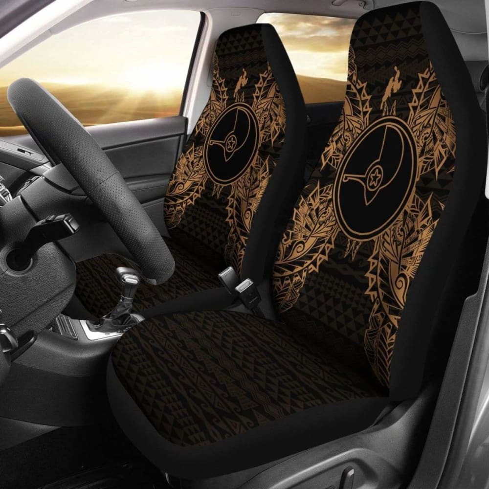 Yap Car Seat Cover - Yap Flag Map Gold - 105905 - YourCarButBetter