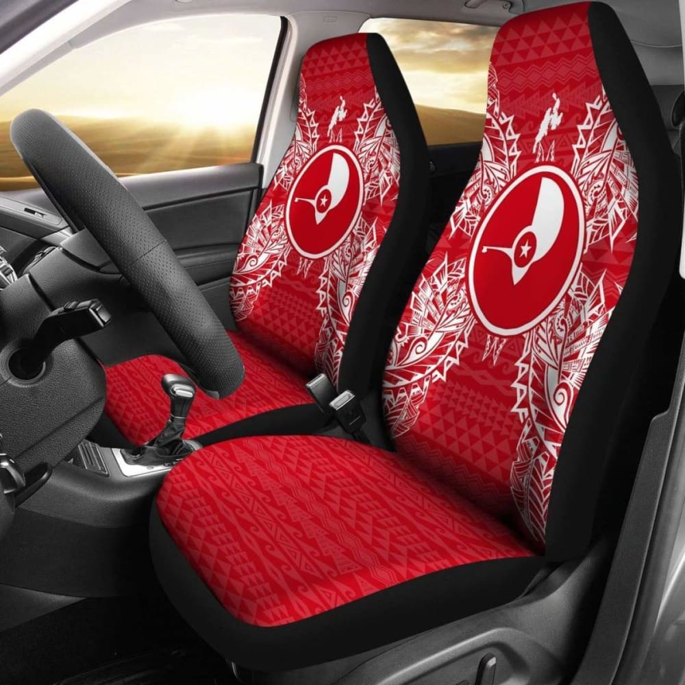 Yap Car Seat Cover - Yap Flag Map Red White - 105905 - YourCarButBetter