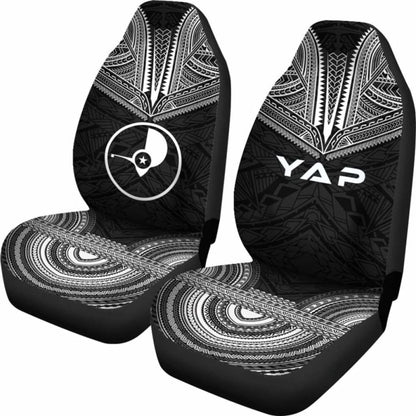 Yap Car Seat Cover - Yap Flag Polynesian Chief Tattoo Black Version - 10 174914 - YourCarButBetter