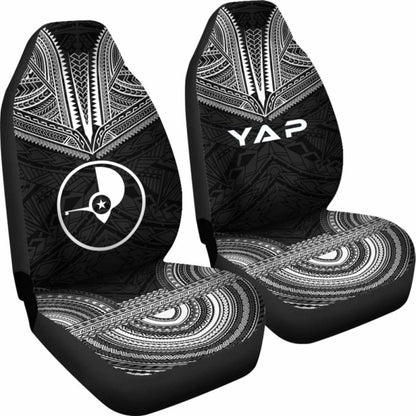 Yap Car Seat Cover - Yap Flag Polynesian Chief Tattoo Black Version - 10 174914 - YourCarButBetter