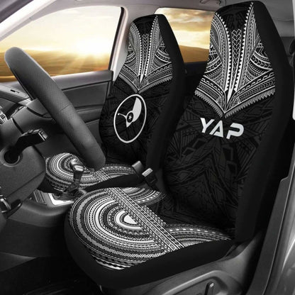Yap Car Seat Cover - Yap Flag Polynesian Chief Tattoo Black Version - 10 174914 - YourCarButBetter