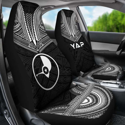 Yap Car Seat Cover - Yap Flag Polynesian Chief Tattoo Black Version - 10 174914 - YourCarButBetter