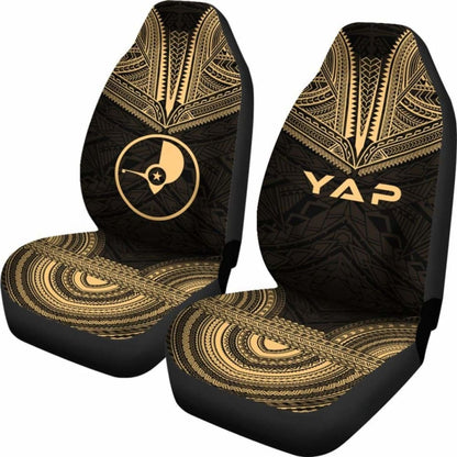 Yap Car Seat Cover - Yap Flag Polynesian Chief Tattoo Gold Version - 10 174914 - YourCarButBetter