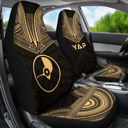 Yap Car Seat Cover - Yap Flag Polynesian Chief Tattoo Gold Version - 10 174914 - YourCarButBetter