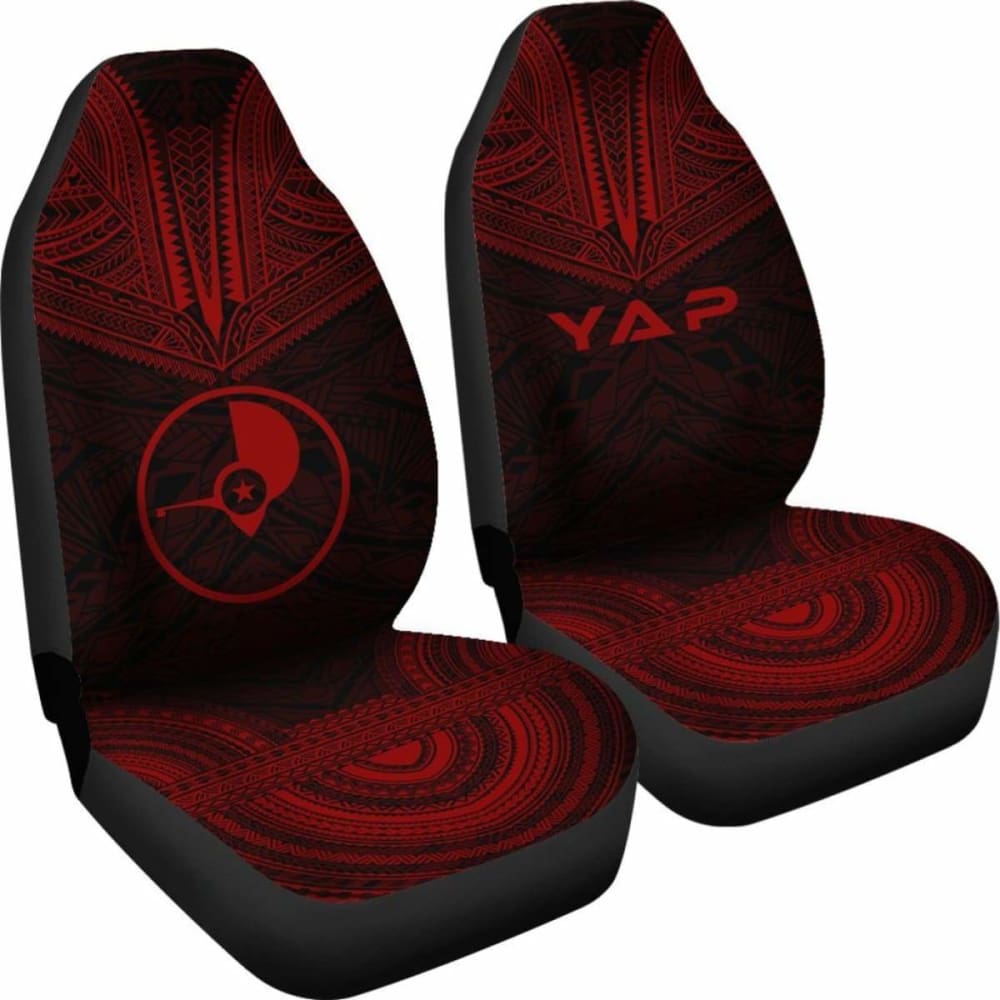 Yap Car Seat Cover - Yap Flag Polynesian Chief Tattoo Red Version - 10 174914 - YourCarButBetter