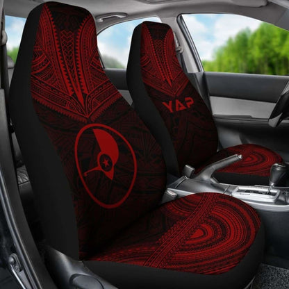 Yap Car Seat Cover - Yap Flag Polynesian Chief Tattoo Red Version - 10 174914 - YourCarButBetter