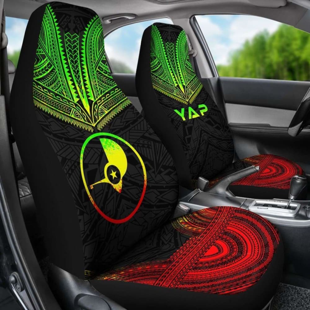 Yap Car Seat Cover - Yap Flag Polynesian Chief Tattoo Reggae Version - 10 174914 - YourCarButBetter