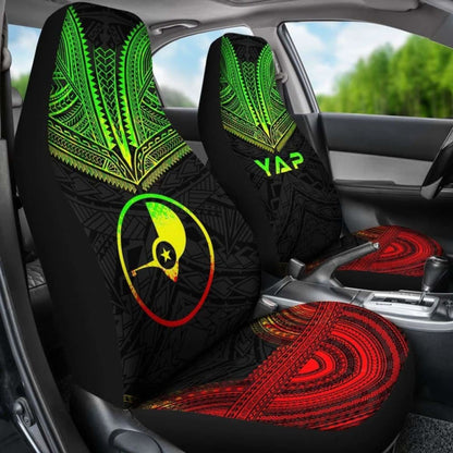 Yap Car Seat Cover - Yap Flag Polynesian Chief Tattoo Reggae Version - 10 174914 - YourCarButBetter
