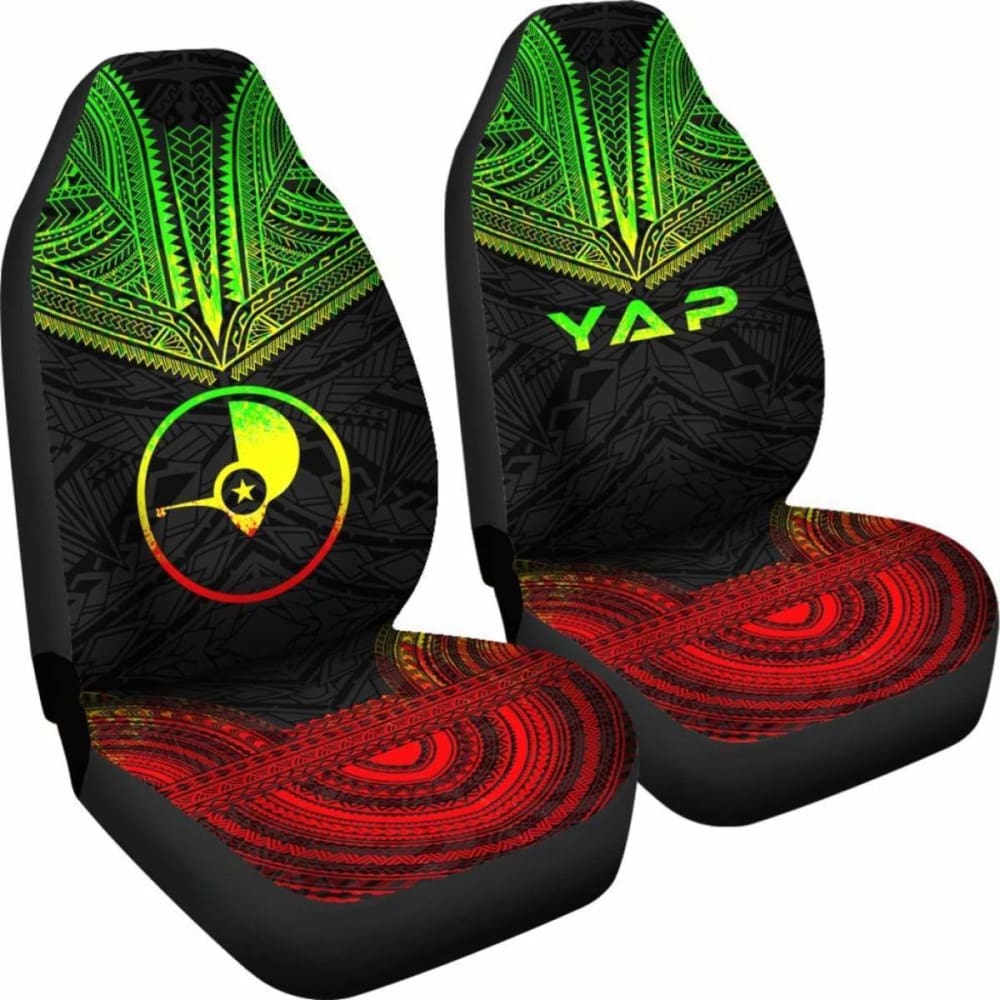 Yap Car Seat Cover - Yap Flag Polynesian Chief Tattoo Reggae Version - 10 174914 - YourCarButBetter