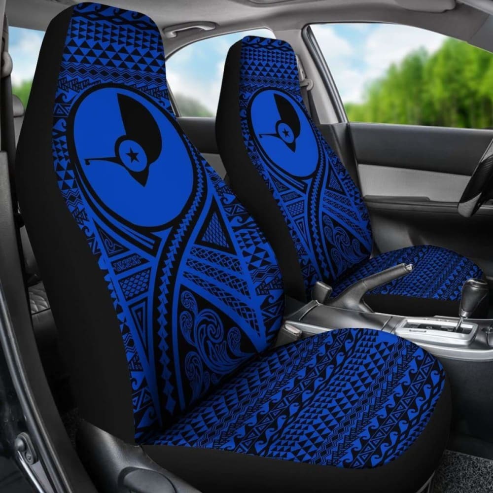 Yap Car Seat Cover - Yap Flag Polynesian Tattoo Blue - 9 174914 - YourCarButBetter
