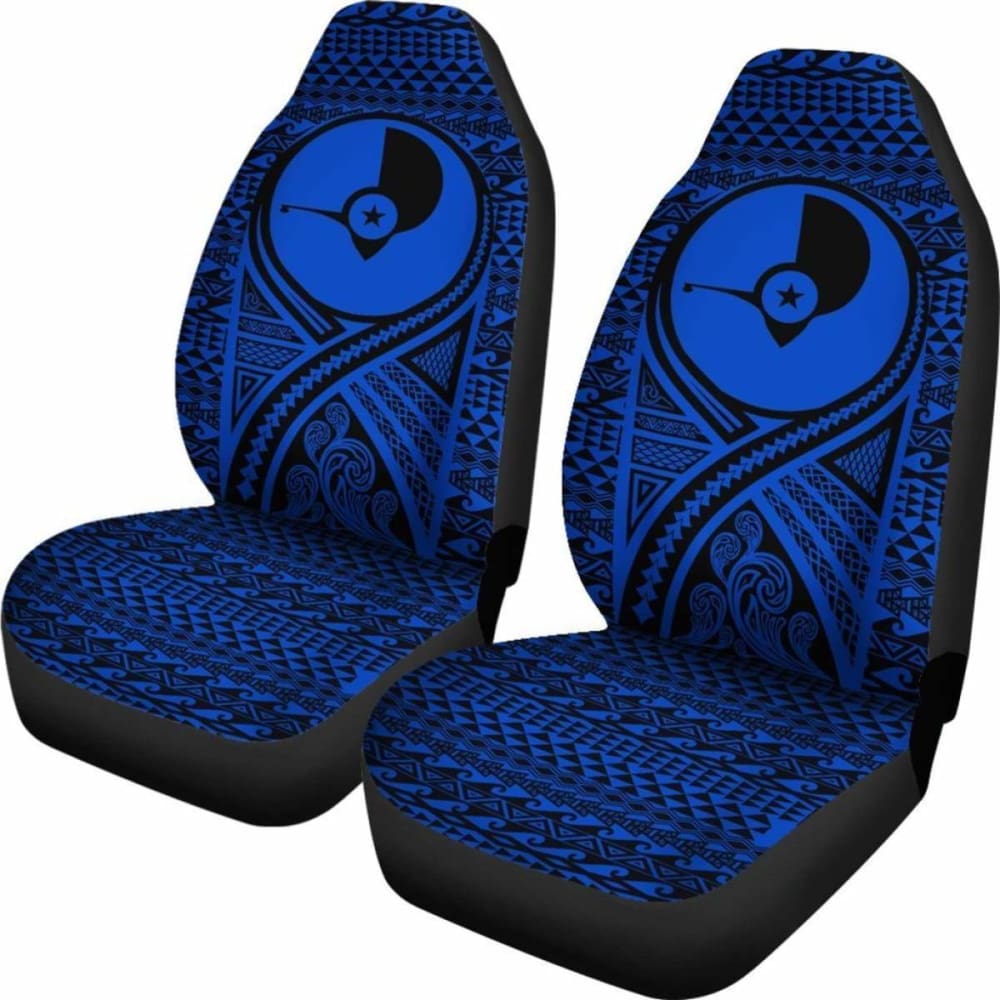 Yap Car Seat Cover - Yap Flag Polynesian Tattoo Blue - 9 174914 - YourCarButBetter