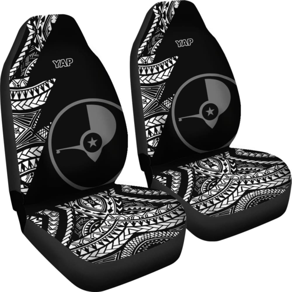 Yap Car Seat Covers - Micronesian Pattern Flash Black - 105905 - YourCarButBetter